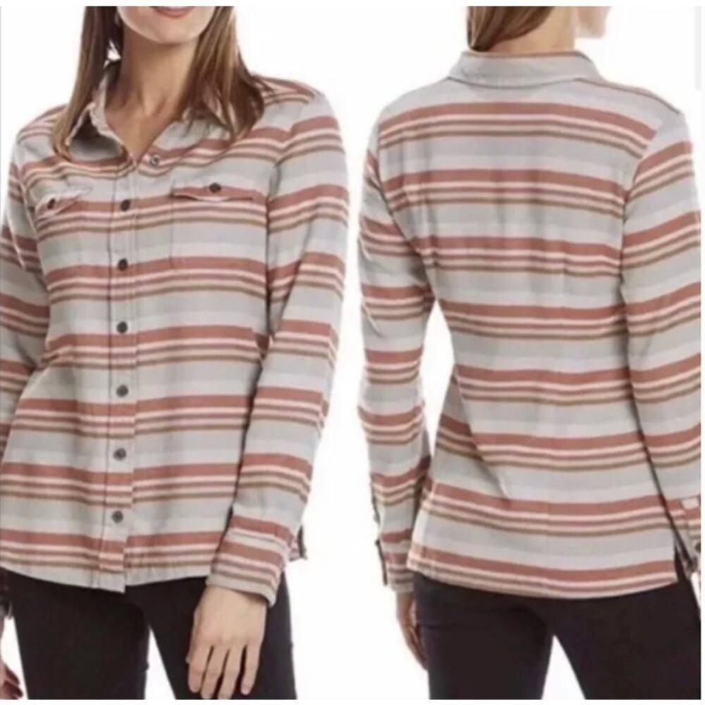 Patagonia Women's Fjord Flannel Shirt Gray Orange Size 0